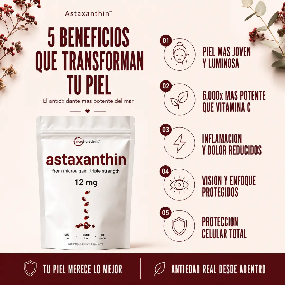 Astaxanthin™ — El Rey Antioxidante que Protege tu Piel desde Adentro